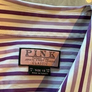 Thomas Pink Men's Lavender and White Striped Shirt